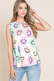 BOMBOM Smiley Face Round Neck Tank