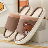 Cute Cartoon Bear Linen Slippers for Women