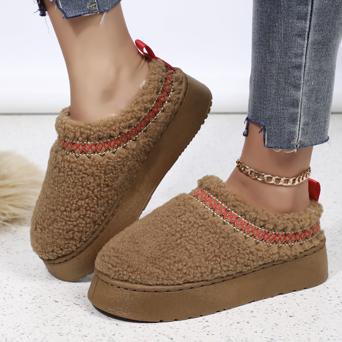 Ethnic Style Plush Slippers