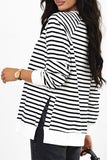 Side Slit Stripe Raglan Sleeve Sweatshirt