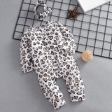 Baby Kids' Trendy Leopard Print Long Sleeve Romper