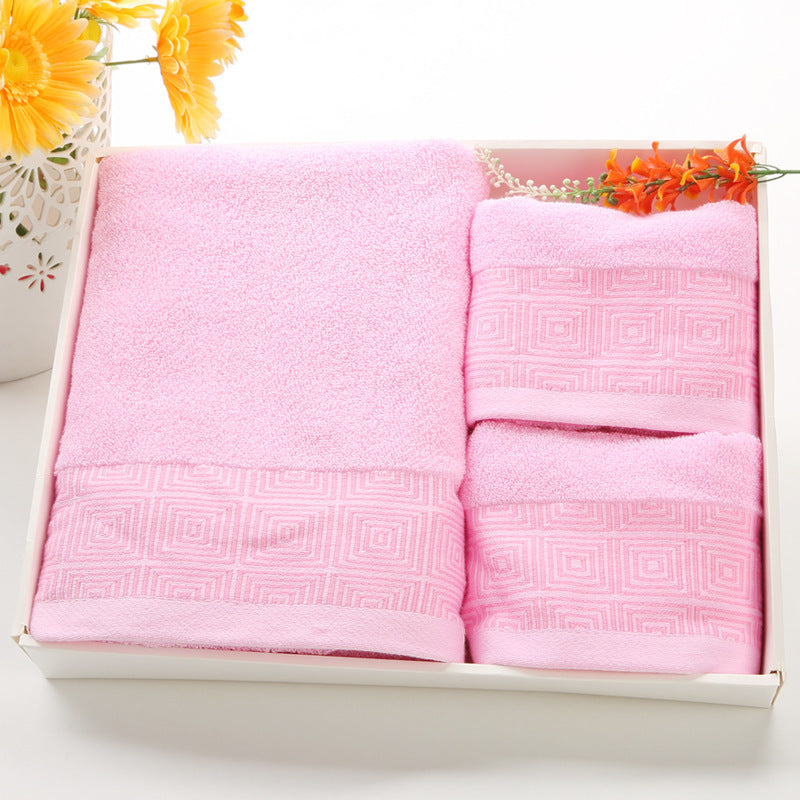 Thickened Cotton 3-Piece Embroidered Hotel Towel Set