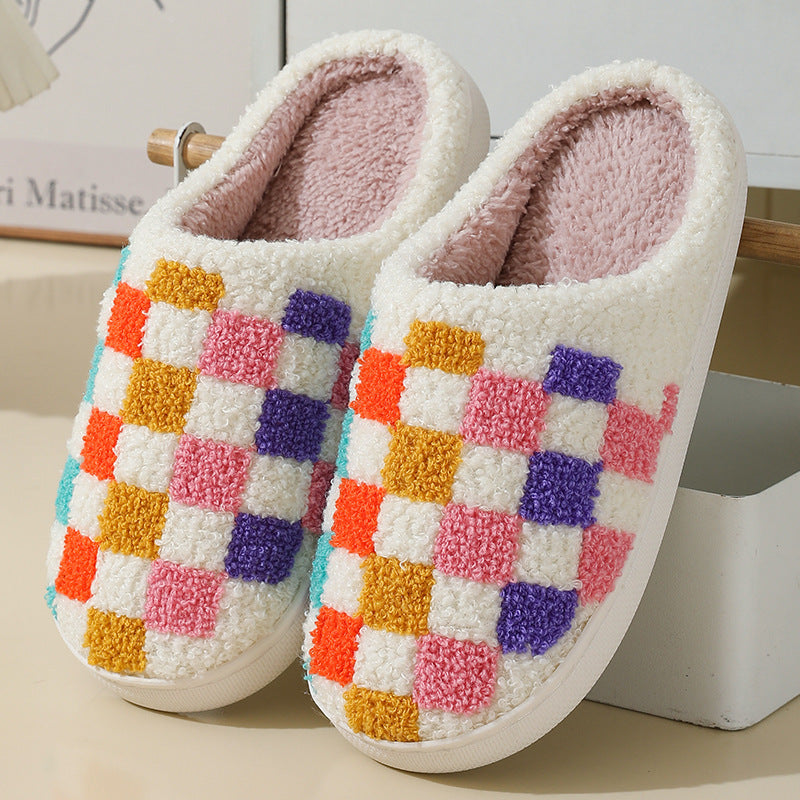 Colorful Checkerboard Slippers for Couples