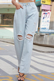 Baeful Distressed Straight Leg Jeans with Pockets