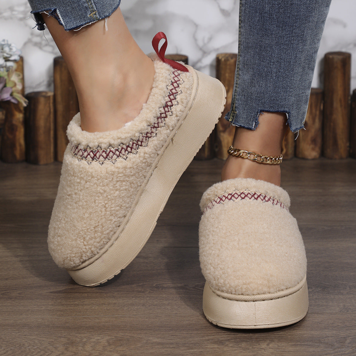 Ethnic Style Plush Slippers