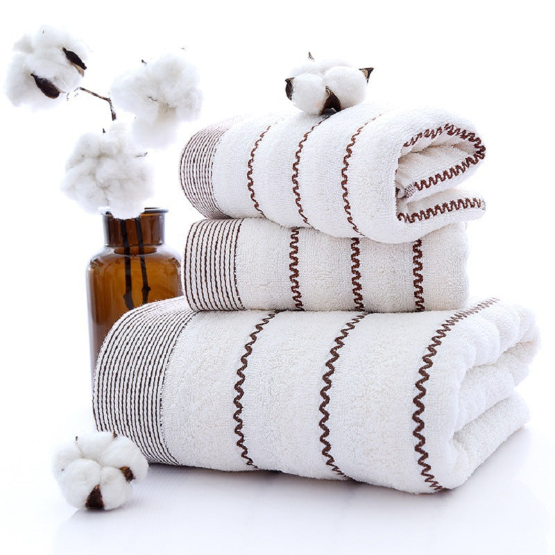 Thickened Cotton 3-Piece Embroidered Hotel Towel Set