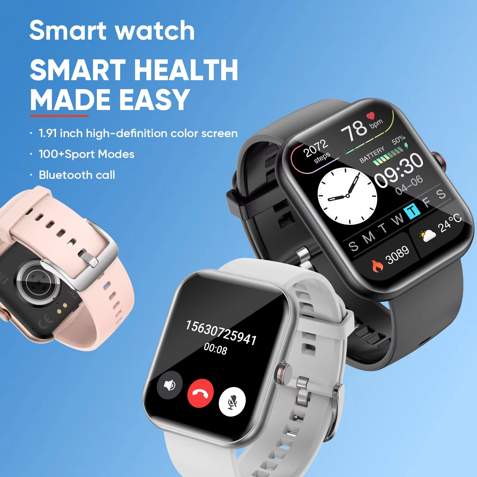 A221 Big Screen Smart Watch with BT Call & Fitness Tracker