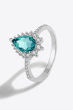 Paraiba Blue Zircon Pear Shape Ring