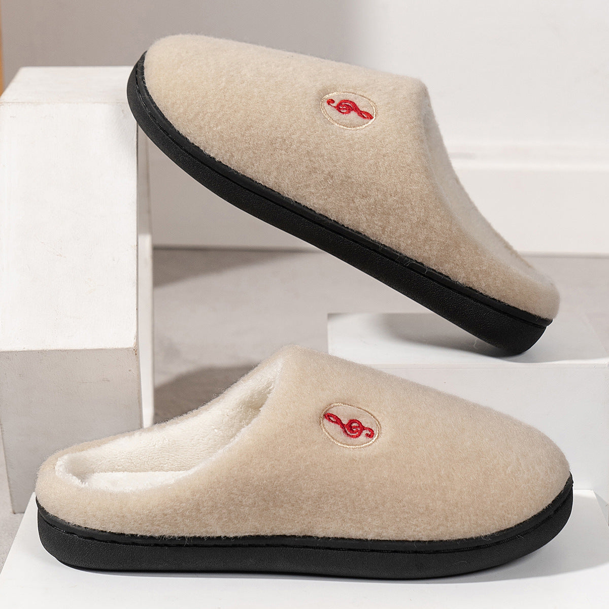 Warm Velvet Woolen Couple Non Slip Cotton Slippers