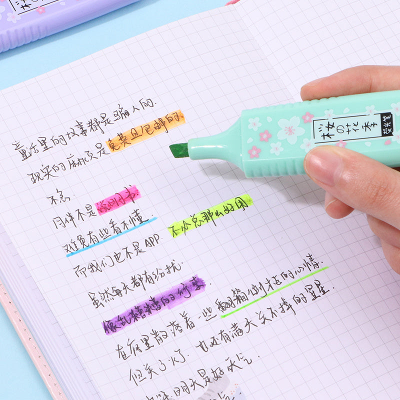 Cherry Blossom Highlighter Pen Set (6 Colors)