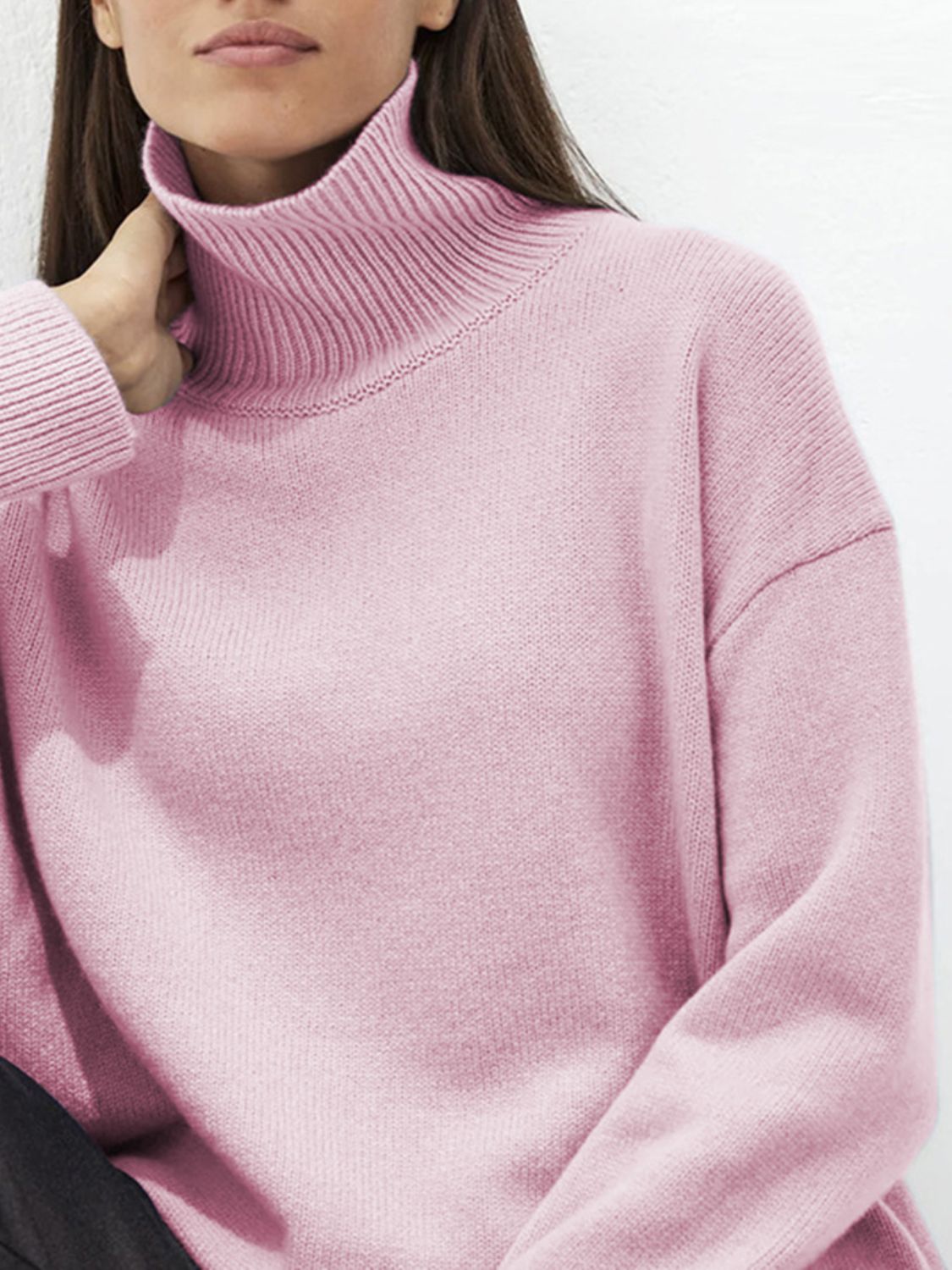 Turtleneck Drop Shoulder Long Sleeve Sweater