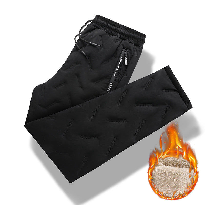 Men's Winter Velvet Fleece Jogging Pants with Zip Pocket