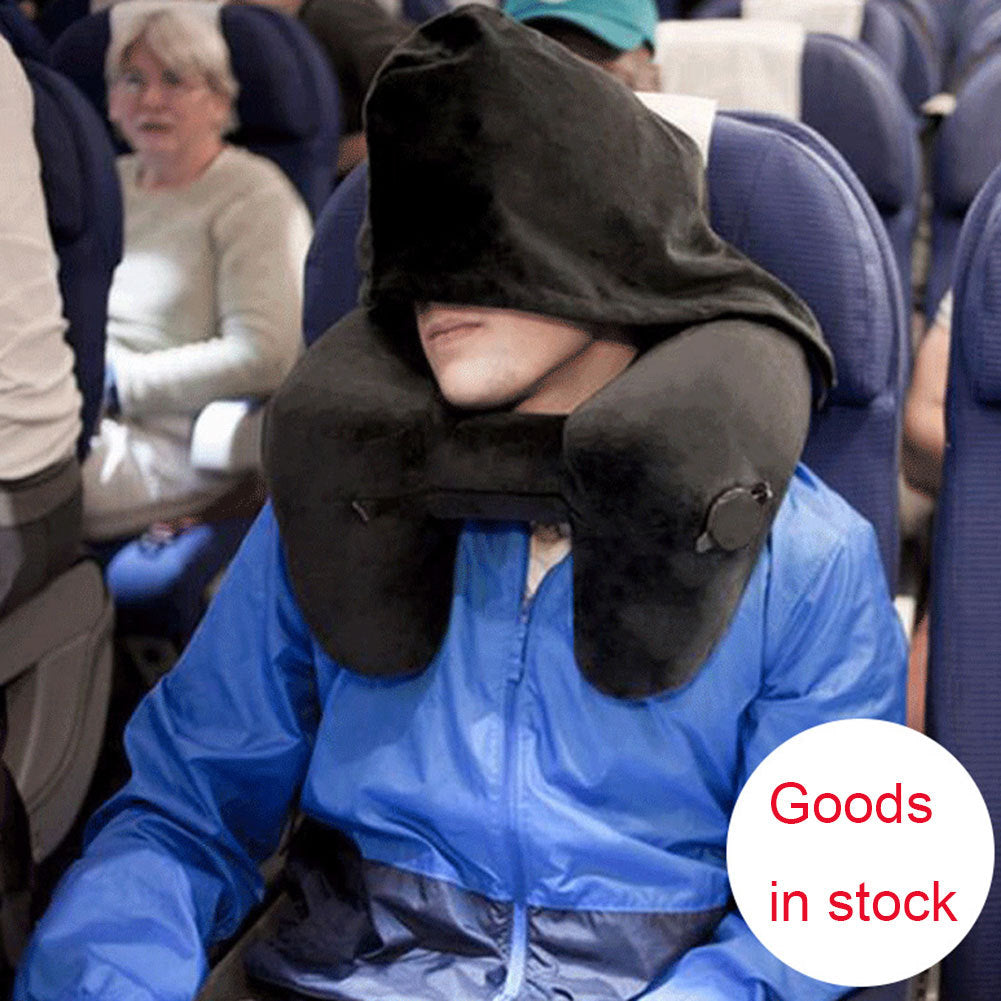 Hooded Inflatable Travel Pillow