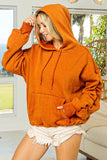 BiBi Ruched Long Sleeve Washed Fleece Hoodie