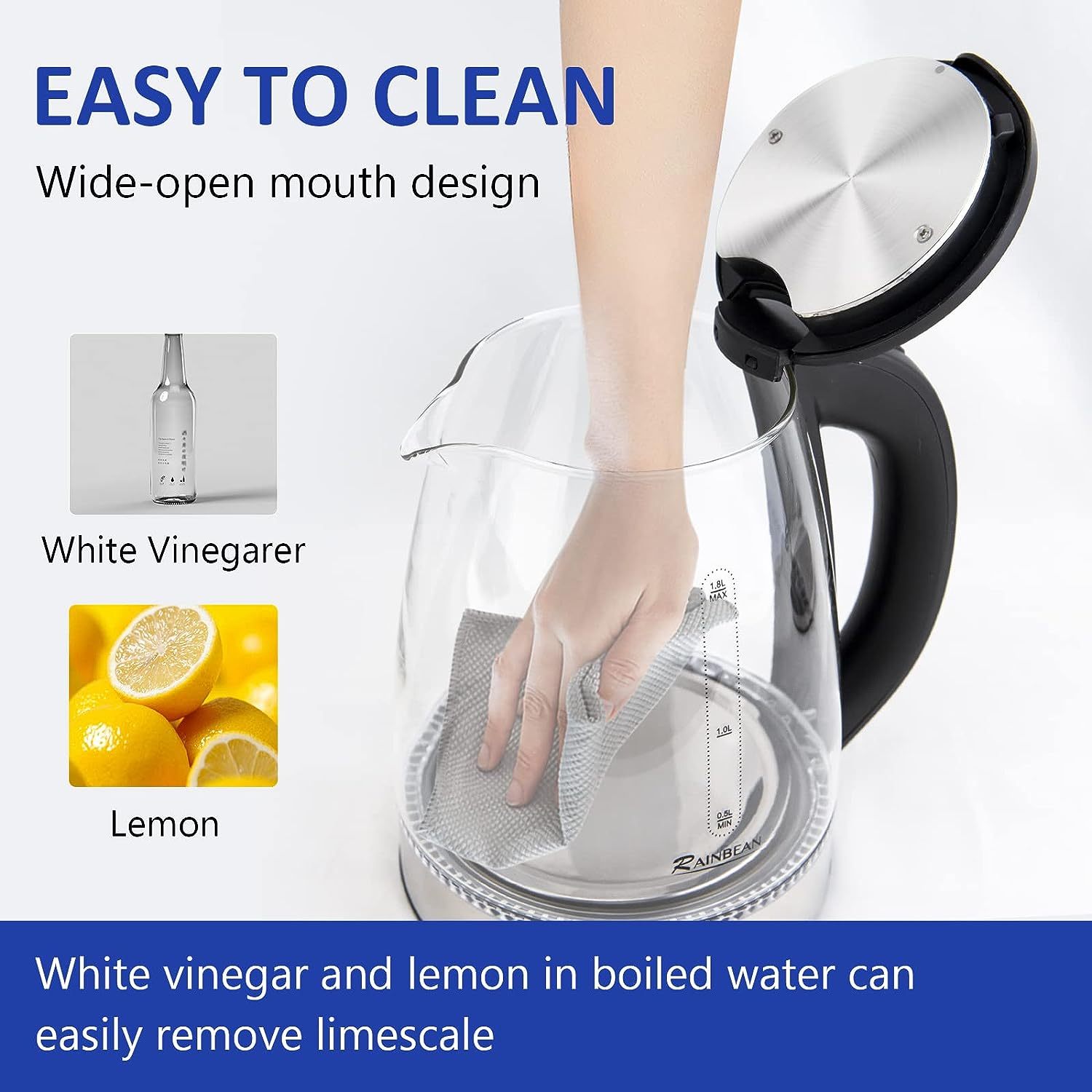 1.8L Electric Kettle with LED Light & Auto Shut-Off