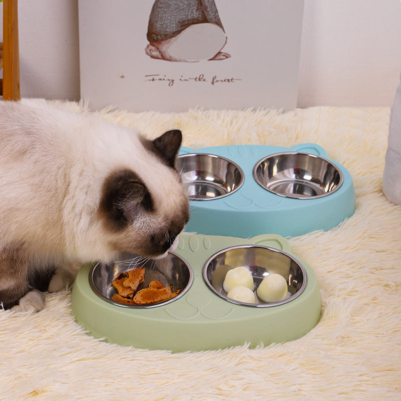 Double Dog Bowls with Non-Slip Base for Food & Water